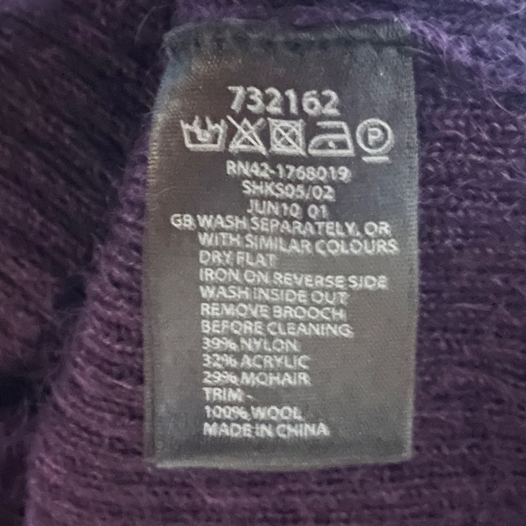 MONSOON UK Abergine V -neck Wool Blend Cardigan SZ 12 - Picture 5 of 7